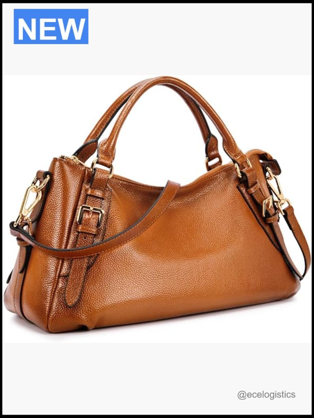 Genuine Leather Satchel Crossbody Hobo Handbag Medium Size